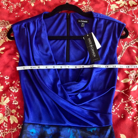 *NWT* Cobalt Draped-Front Floral-Print Sleeveless Dress - Made in Canada - XXS - Picture 13 of 16